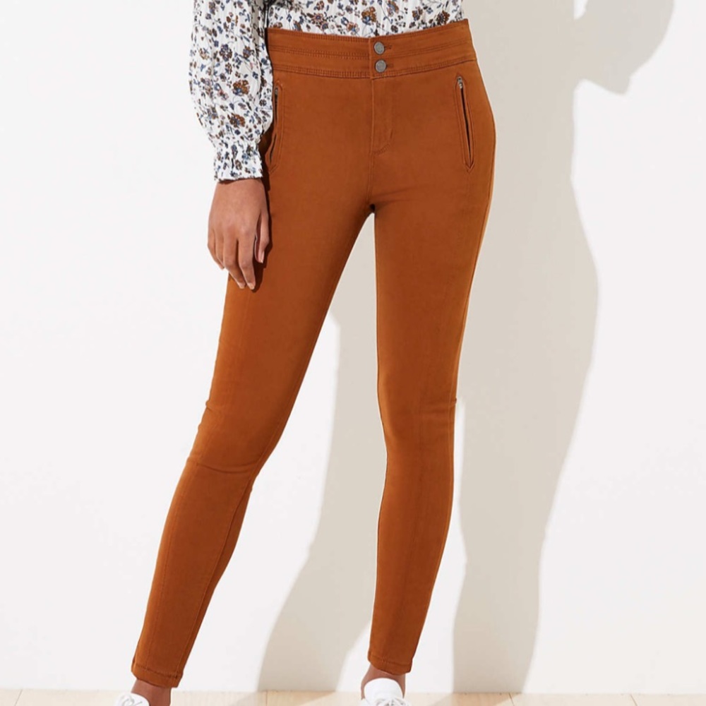 High Waist Skinny Sateen Pants in Fresh Espresso